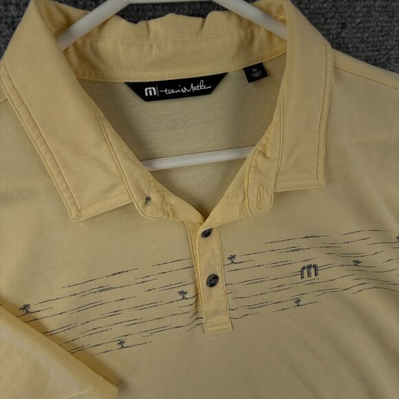 Travis Mathew Golf Polo Shirt Yellow Short Sleeve Beach Palm Tree XL Pima Blend - Picture 2 of 12